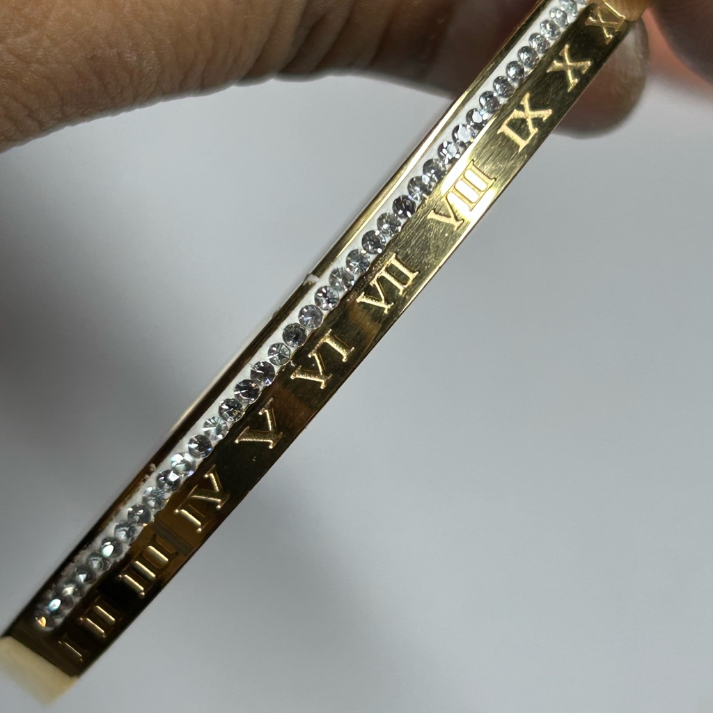 Gold Roman Numeral Bangle Bracelet
